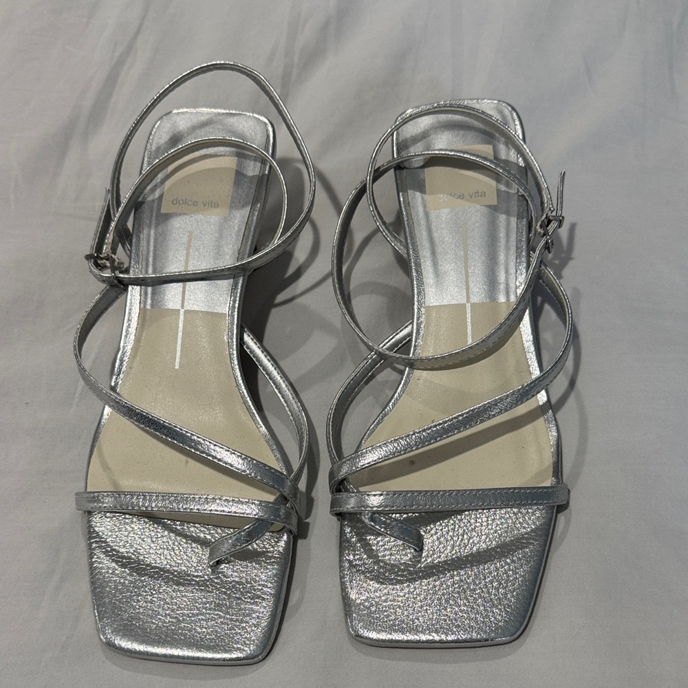Dolce Vita Silver Strappy Square-Toe Sandals